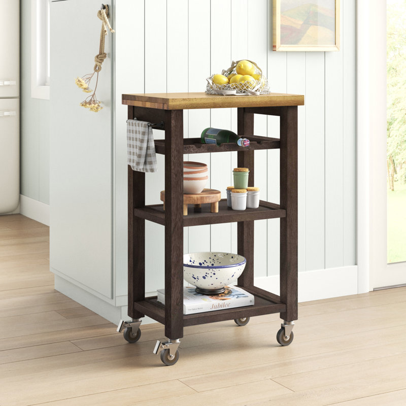 Sand & Stable Bryce 23'' Solid Wood Kitchen Cart and Locking Wheels